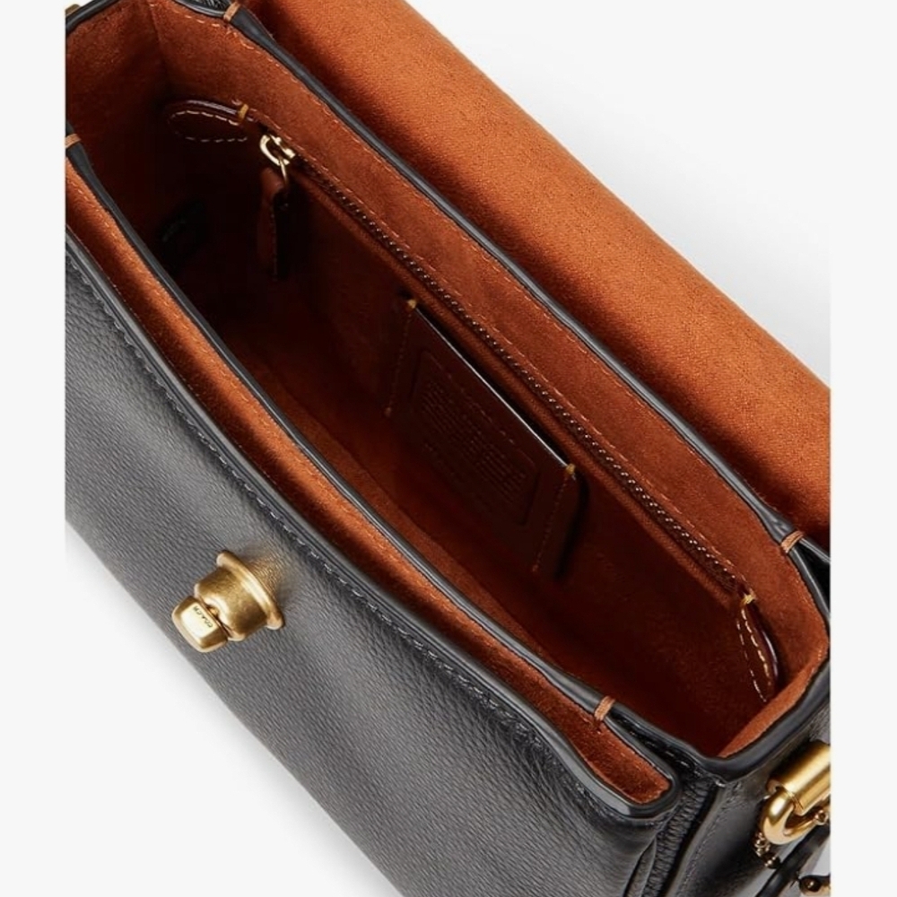 Coach Black Pebbled Leather Crossbody with Gold Hardware - Picture 4 of 6